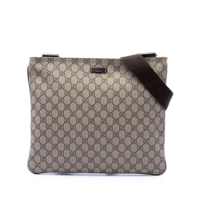 Beige Gucci GG Supreme Crossbody in Beige Coated canvas from Designer Revival