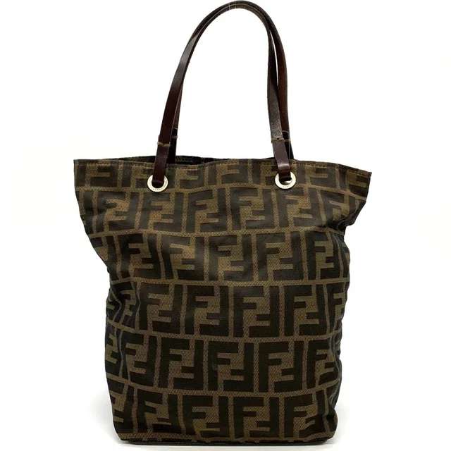 Fendi Zucca Tote Bag Nylon Leather Brown in Brown Nylon from The Reluxe
