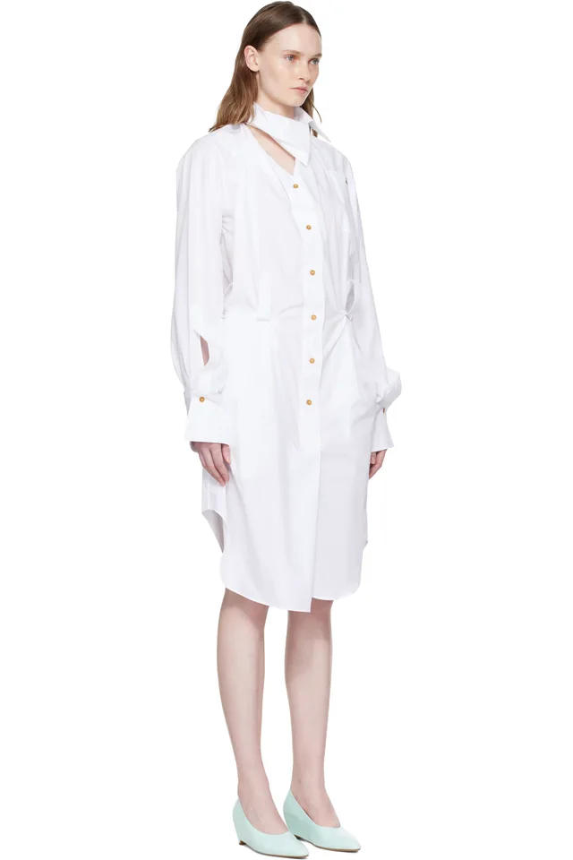 Vivienne Westwood White Drunken Shirt Midi Dress, photo 2 of 4 from SSENSE