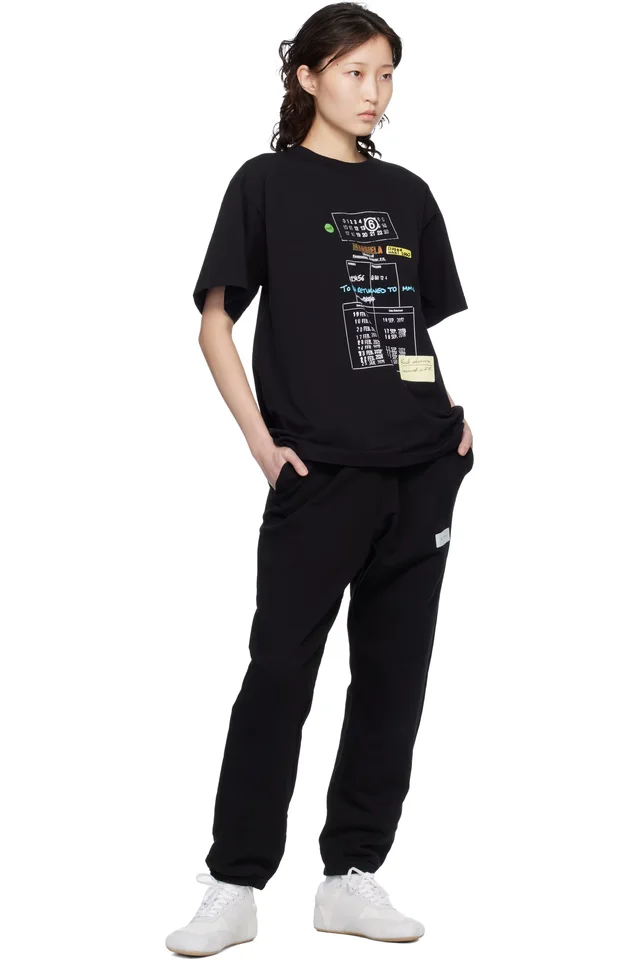 MM6 Maison Margiela Black Library Stamp T-shirt, photo 4 of 4 from SSENSE