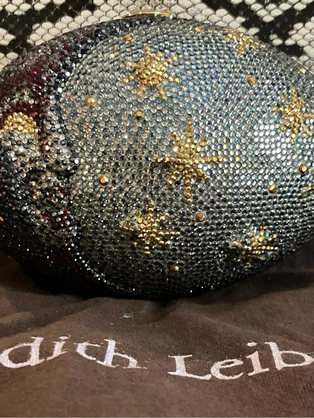Judith Leiber Blue And Gold Starburst Crystal Minaudiere in silver|gold|gray from Poshmark