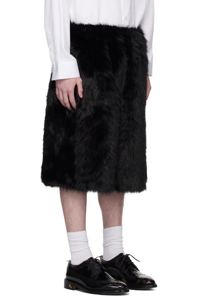 Simone Rocha SSENSE Exclusive Black Faux-Fur Shorts, photo 2 of 4 from SSENSE