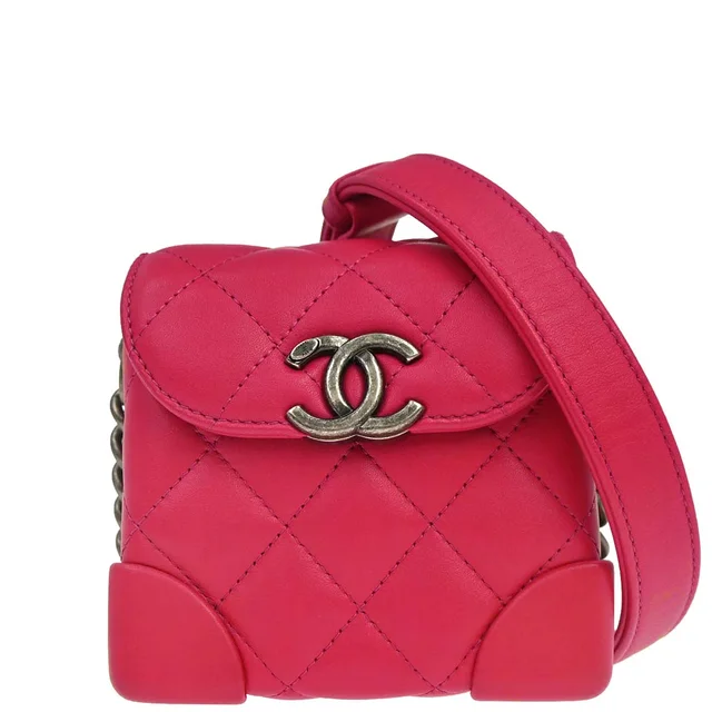 Chanel 2019 Pink Lambskin Vanity Shoulder Bag in Pink Lambskin from AMORE Vintage Tokyo