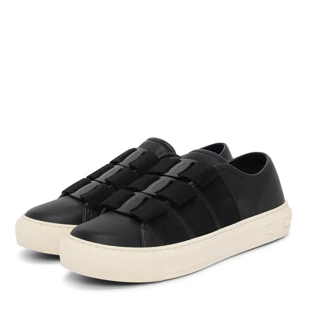 Ferragamo Nataly Vara Bow Sneakers 6.5 in Black Calfskin from Blue Spinach