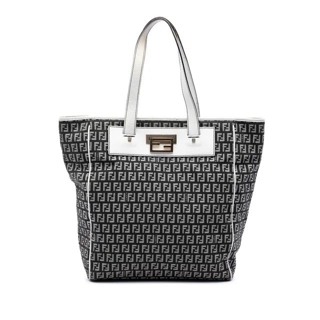 Black Fendi Zucchino Canvas Tote in Black Canvas from Designer Revival