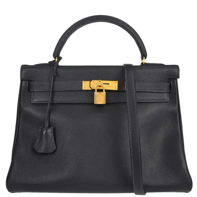 Hermès Blue Indigo Togo Kelly 32 Retourne 2way Shoulder Handbag in Blue Togo leather from AMORE Vintage Tokyo