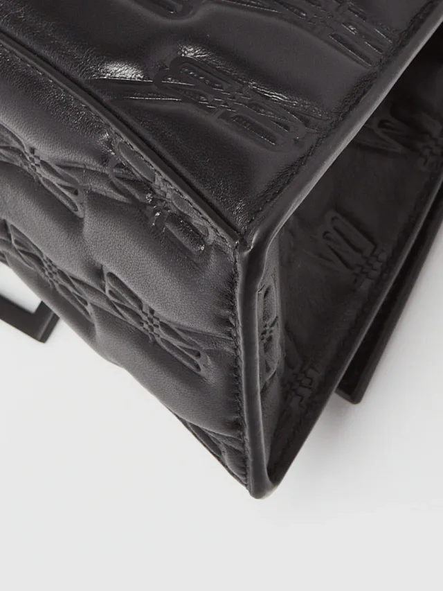 Balenciaga Black Embossed Leather Hourglass Small Top Handle Bag in Black Leather from Yoogis, photo 4 of 10