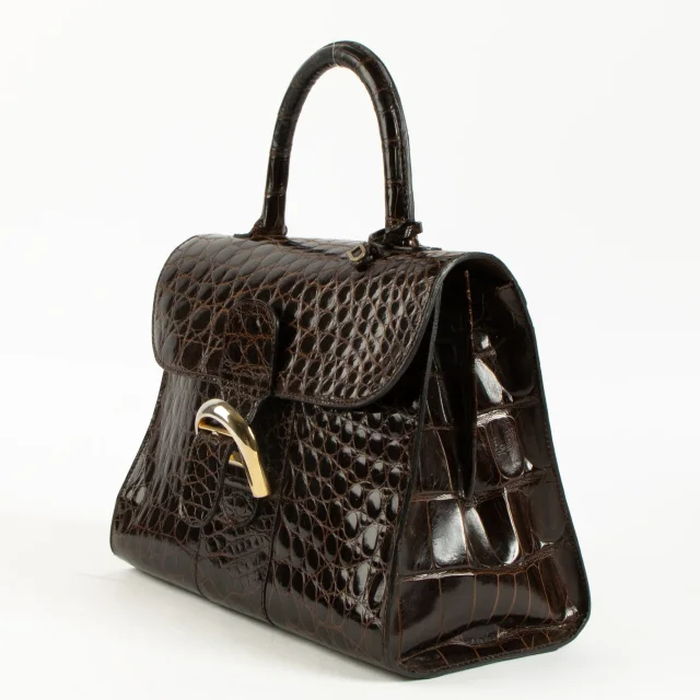 Delvaux Vintage Brown Shiny Crocodile Brillant MM Bag in Brown Crocodile from Labellov, photo 2 of 5