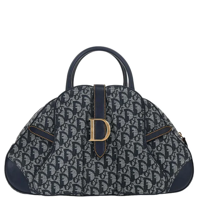 Dior Navy Double Saddle Trotter Handbag in Navy Canvas from AMORE Vintage Tokyo