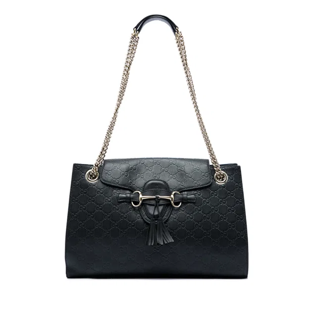Black Gucci Large Guccissima Emily Shoulder Bag in Black Leather from Designer Revival