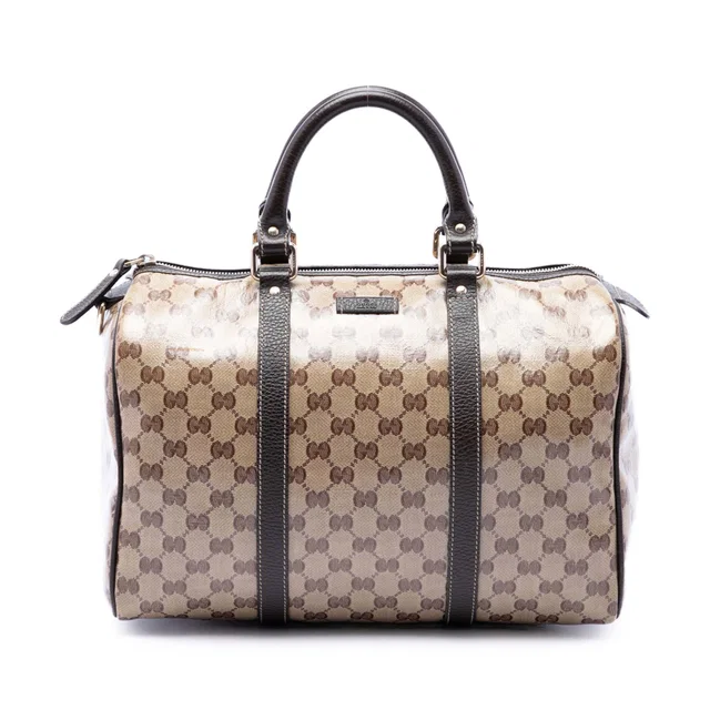 Beige Gucci Medium GG Crystal Joy Boston Bag in Beige Coated canvas from Designer Revival