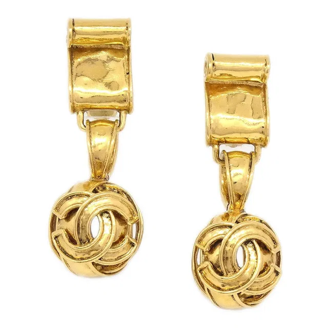 Chanel 1994 Dangling Clip-On Earrings Gold in Gold from AMORE Vintage Tokyo