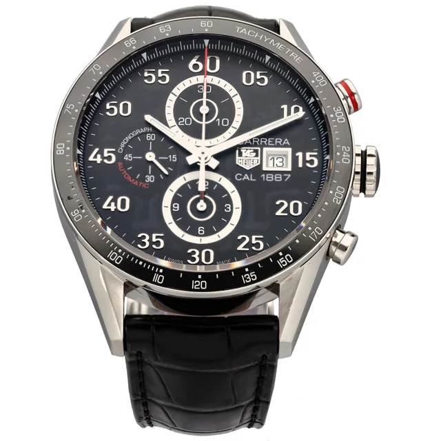TAG Heuer Carrera CAR2A10 43mm Stainless Steel Watch in Leather from H&T