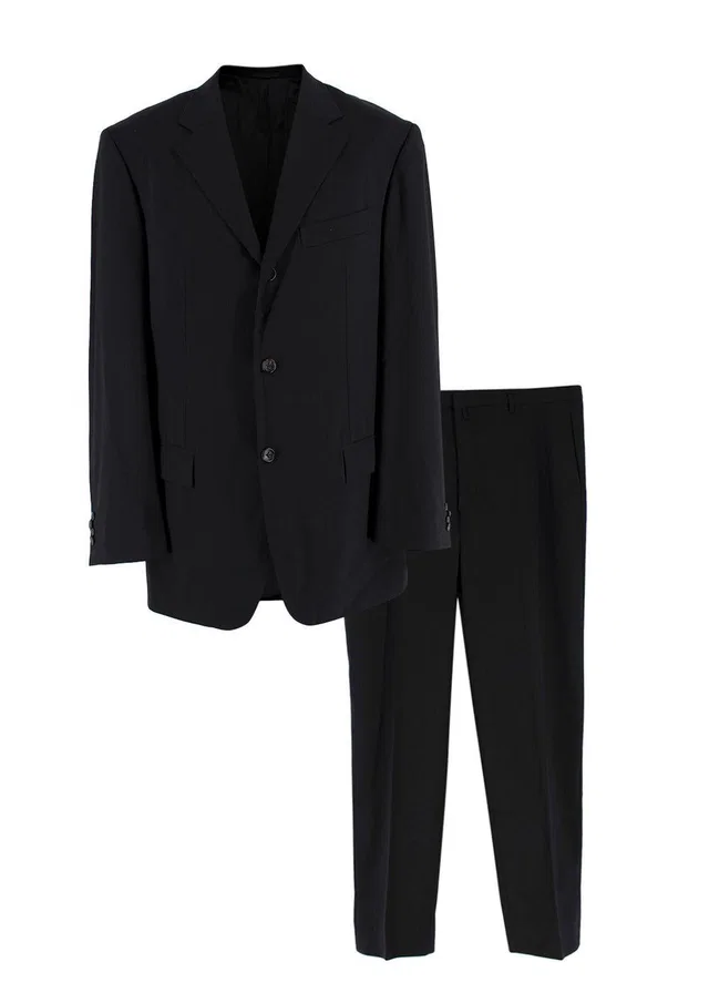 Jil Sander Black Single Breasted Wool Blend Suit in Black Wool from HEWI