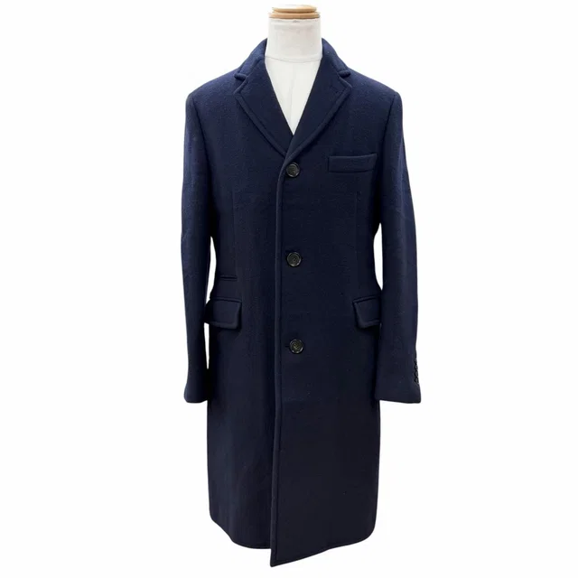 Hermès Lining Logo Pattern Single Chesterfield Coat Navy 50 in Navy Wool from The Reluxe