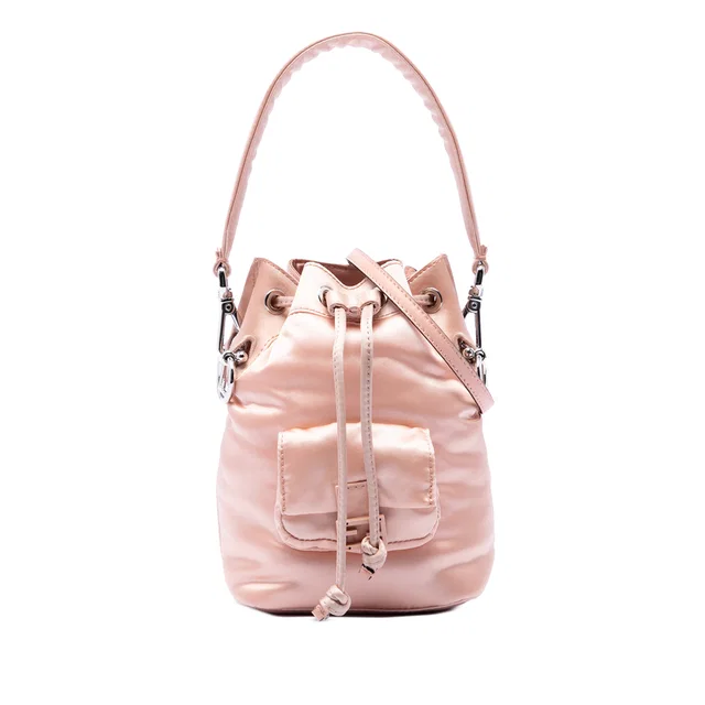 Pink Fendi Mini Satin Mon Tresor Bucket Bag Satchel in Pink Satin from Designer Revival