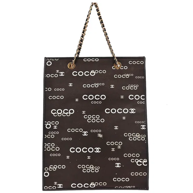 Chanel 2002-2003 Black Canvas COCO Tote Bag in Black Canvas from AMORE Vintage Tokyo