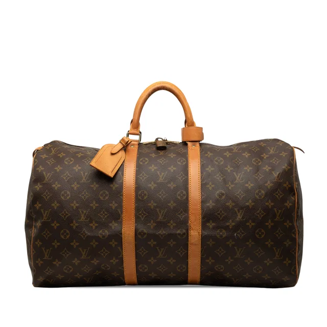 Brown Louis Vuitton Monogram Keepall 55 Travel Bag in Brown Coated canvas from Designer Revival