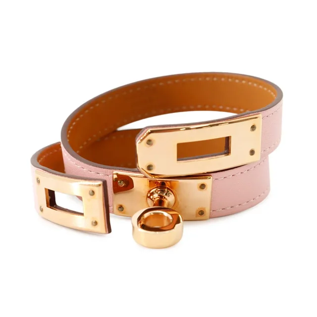 Hermès Kelly Double Tour Bracelet Size T2 Rose Sakura Swift Leather in Pink Swift leather from GALLERY RARE, photo 5 of 14