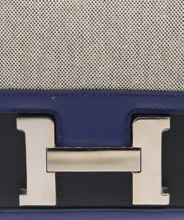 Hermès Constance 24 swift/Toile Black/Blue Saphir SHW in Black Swift leather from Luxury Promise, photo 9 of 11