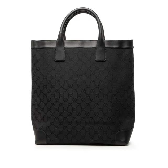Black Gucci GG Canvas Tote in Black Canvas from Designer Revival