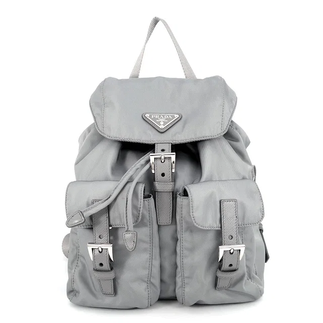 Prada SEA-BEYOND Backpack Gray1BZ677 Nylon Saffiano LeatherLeather Size Small in Saffiano leather from GALLERY RARE