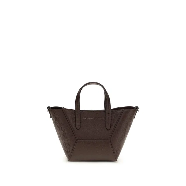 Brunello Cucinelli Bordeaux Calf Leather Bos Taurus Shoulder Bag in Burgundy Calfskin from HEWI