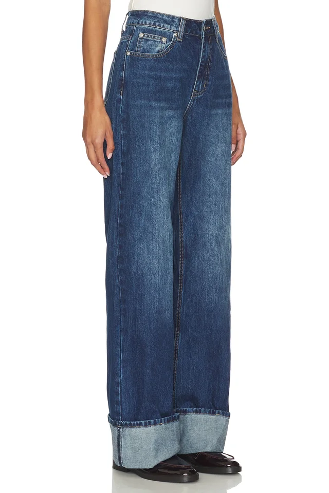 superdown Lulu Cuffed Jean in Dark Wash Blue, photo 2 of 6 from REVOLVE (Canada)