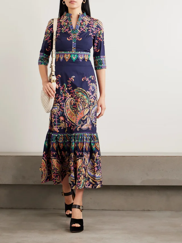 ETRO Ruffled tiered paisley-print cotton maxi dress in Blue, photo 2 of 2 from NET-A-PORTER (Canada)