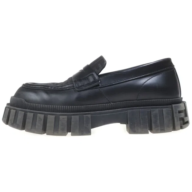 Fendi Zucca Pattern Loafers Black in Black from The Reluxe
