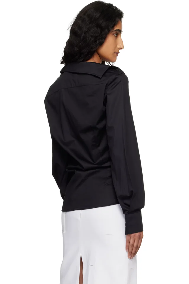 HODAKOVA Black Asymmetric Shirt, photo 3 of 4 from SSENSE
