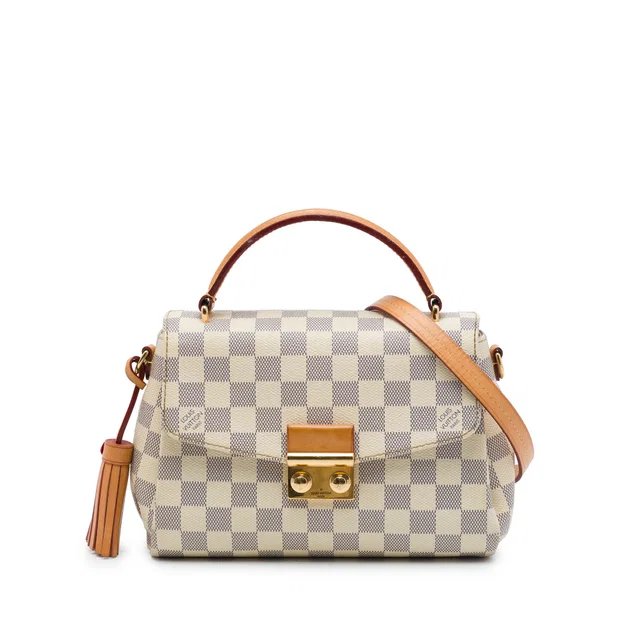 White Louis Vuitton Damier Azur Croisette Satchel in White Canvas from Designer Revival