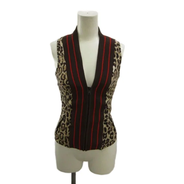 D&G Vest Gilet Cut Replacement Leopard Print Double Stripe from The Reluxe