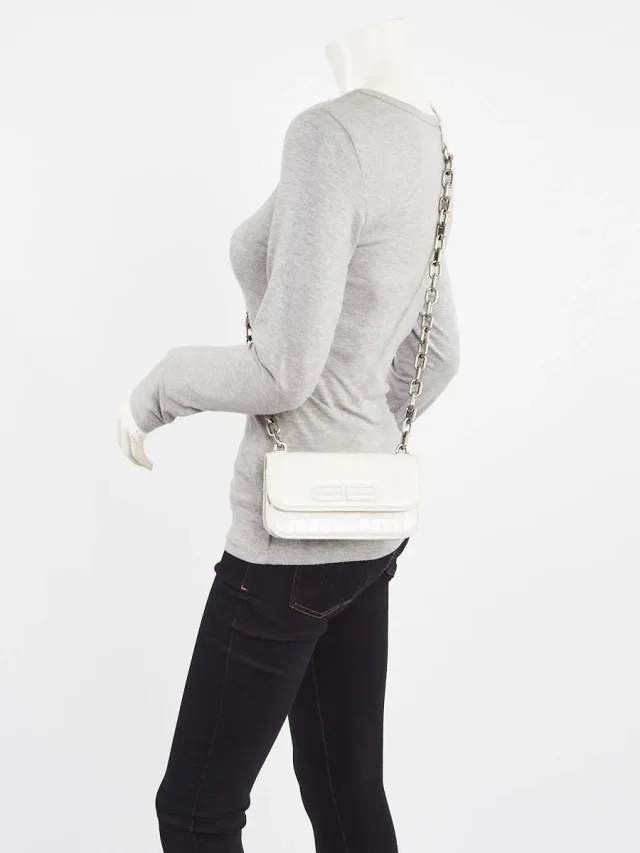 Balenciaga White Croc Embossed Calfskin Leather Gossip XS Chain Crossbody Bag in White Calfskin from Yoogis, photo 2 of 10