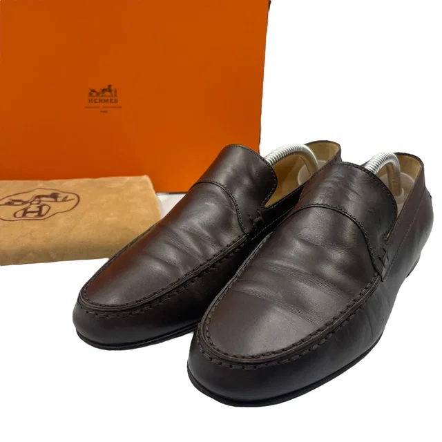 Hermès Loafers Leather With Brown in Brown Leather from The Reluxe