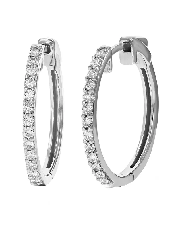 Amairah Silver 0.50 ct. tw. Lab-Grown Diamond Hoops, image 1 of 1 from Gilt