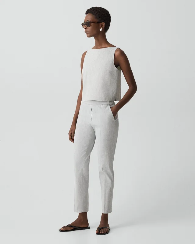 Theory Treeca Pull-On Pant in Textured Linen, photo 3 of 6 from Theory