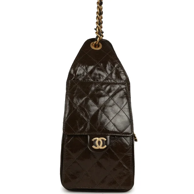 Chanel Small 25 Hobo Bag Khaki Shiny Aged Crumpled Calfskin Antique Gold Hardware in Green Calfskin from Madison Avenue Couture, photo 3 of 9