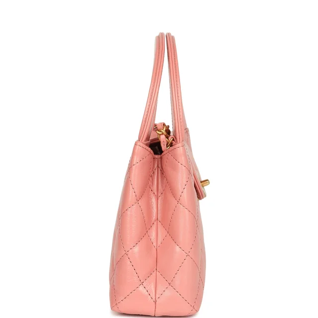 Chanel Small Kelly Shopper Coral Shiny Aged Calfskin Brushed Gold Hardware in Calfskin from Madison Avenue Couture, photo 2 of 2