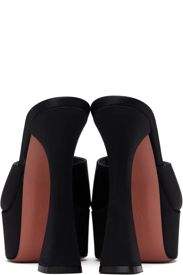 Amina Muaddi Black Dalida Plateau Slipper 140 Heeled Sandals, photo 2 of 2 from SSENSE