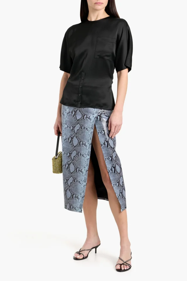 3.1 Phillip Lim Satin Pleated-Back Top in Black, photo 2 of 4 from THE OUTNET