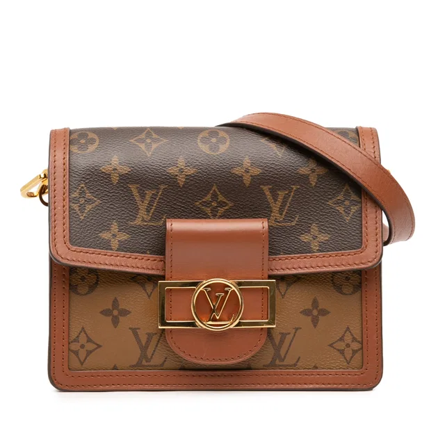 Brown Louis Vuitton Monogram Reverse Mini Dauphine Satchel in Brown Canvas from Designer Revival
