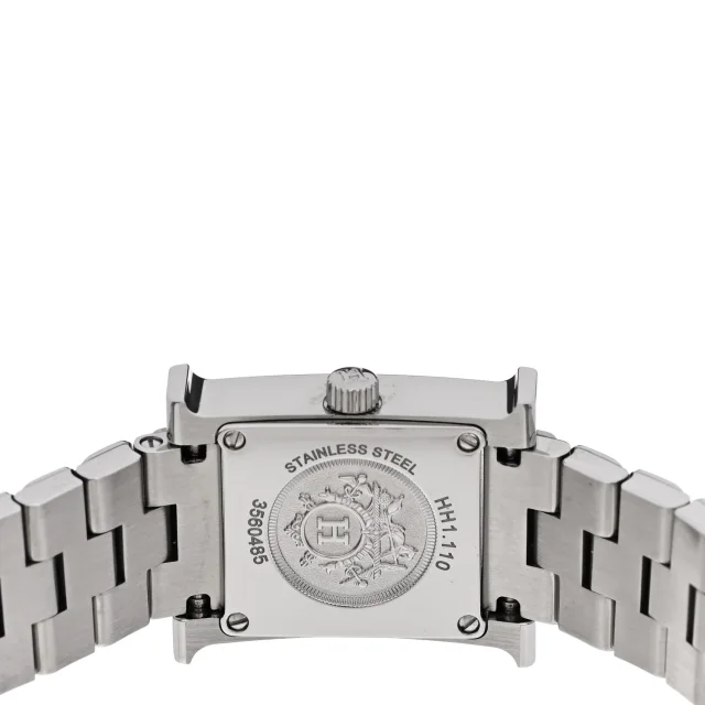 Hermès Stainless Steel Diamond Mother of Pearl 17.2mm Heure H Hour Quartz Watch from FASHIONPHILE, photo 4 of 5