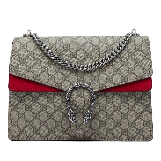 Beige Gucci Medium GG Supreme Dionysus Shoulder Bag in Beige Suede from Designer Revival, photo 1 of 1