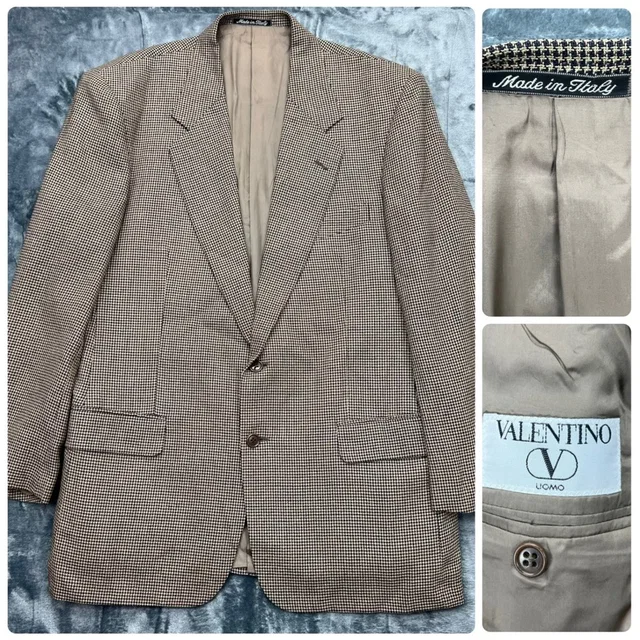 Valentino Garavani Vintage Men's 41r Houndstooth Wool & Silk Blazer Sport Coat Italy Euc in gray Silk from Poshmark