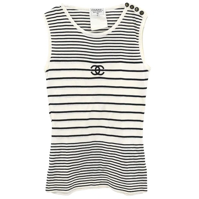 Chanel 1996 Sleeveless Tank Top White #36 in White from AMORE Vintage Tokyo