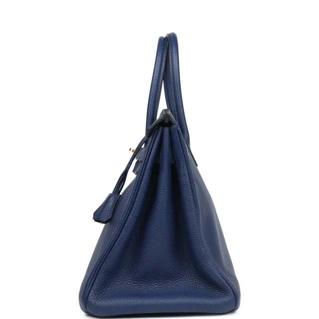 Hermès Birkin 35 Bleu Saphir Clemence Gold Hardware in Blue Clemence from Madison Avenue Couture, photo 3 of 9