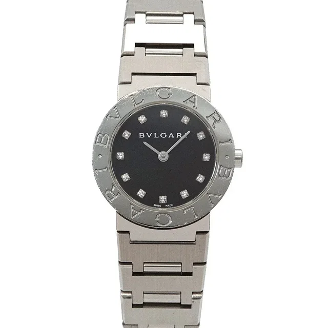 Bvlgari BVLGARIBVLGARI BB26SS 12P Diamond Quartz Black Dial Ladies in Black from Luxury Promise