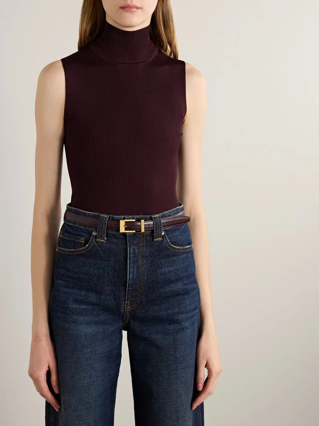 KHAITE Manhattan leather belt in Red, photo 2 of 2 from NET-A-PORTER (Canada)