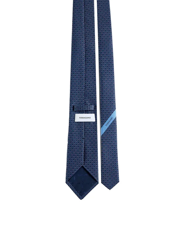 Ferragamo Gancini Necktie — Blue Silk Neckties in Blue Silk from HEWI, photo 2 of 2